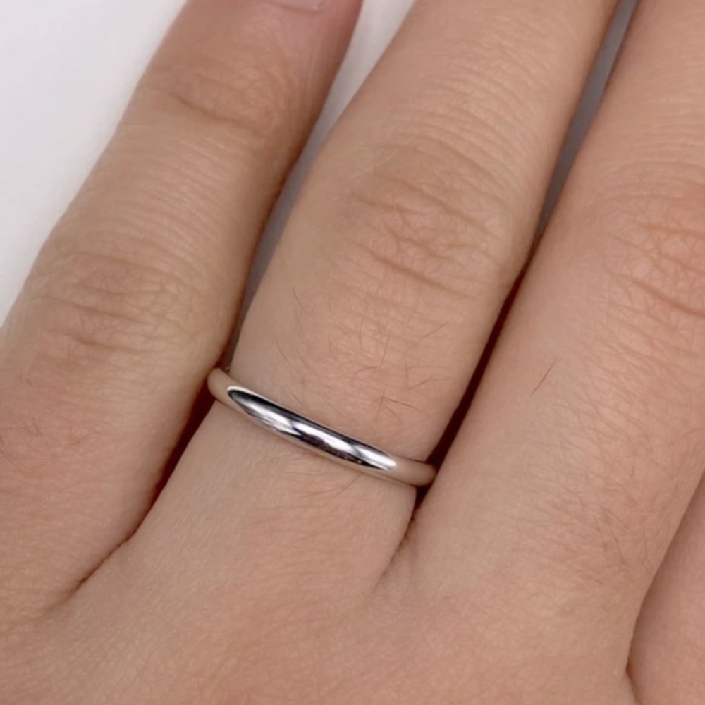 2mm Tungsten Carbide Silver Wedding Band Ring stackable minimal